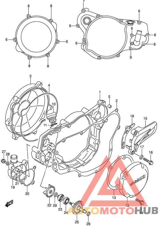 Crankcase cover-water pump
