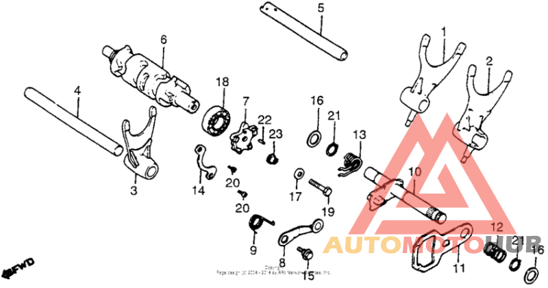Shift drum + shift fork