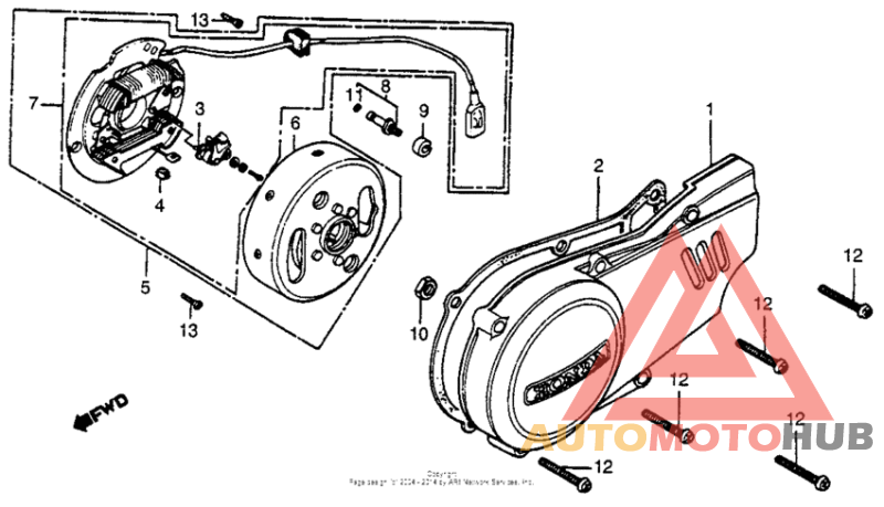Left crankcase cover + alternator