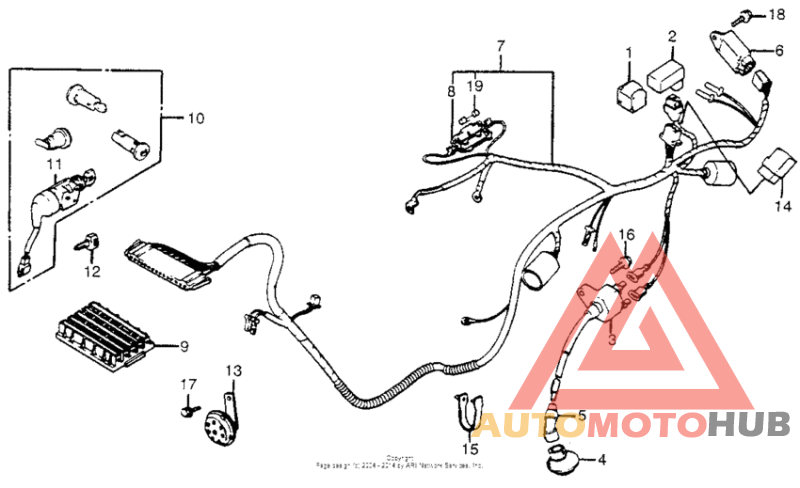 Wire harness + rectifier + key set