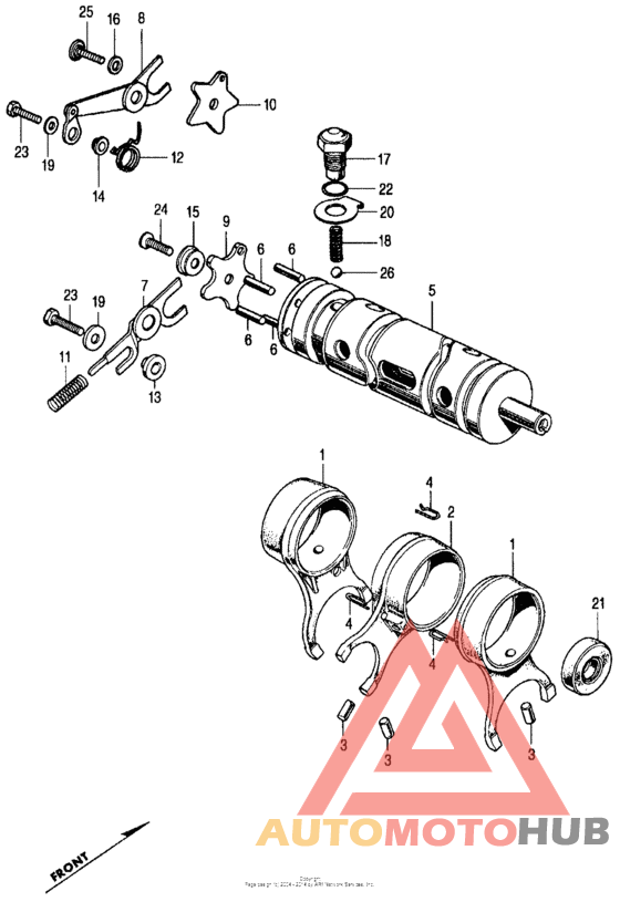 Shift drum + shift fork