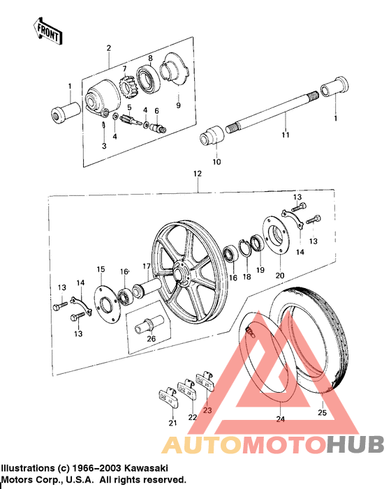 Front wheel/tire/hub