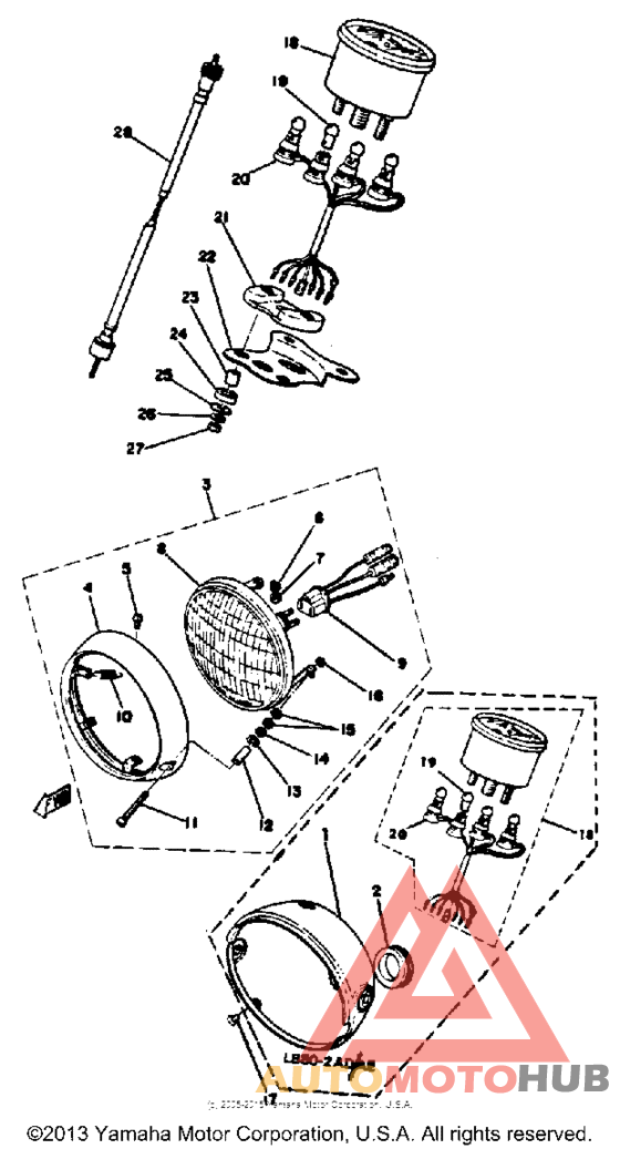 Head lamp-speedometer