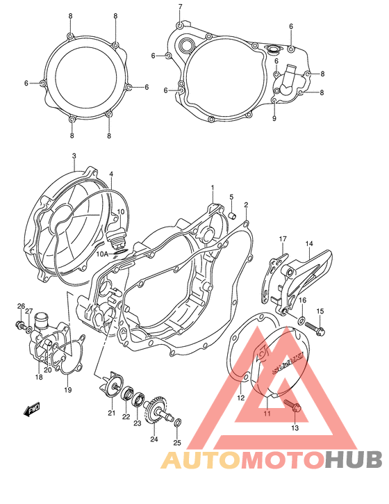 Crankcase cover- water pump