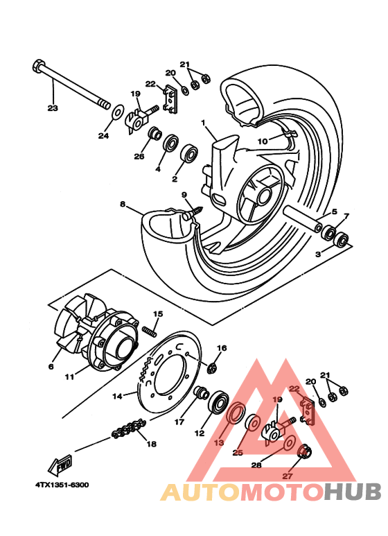 Rear wheel complete assy