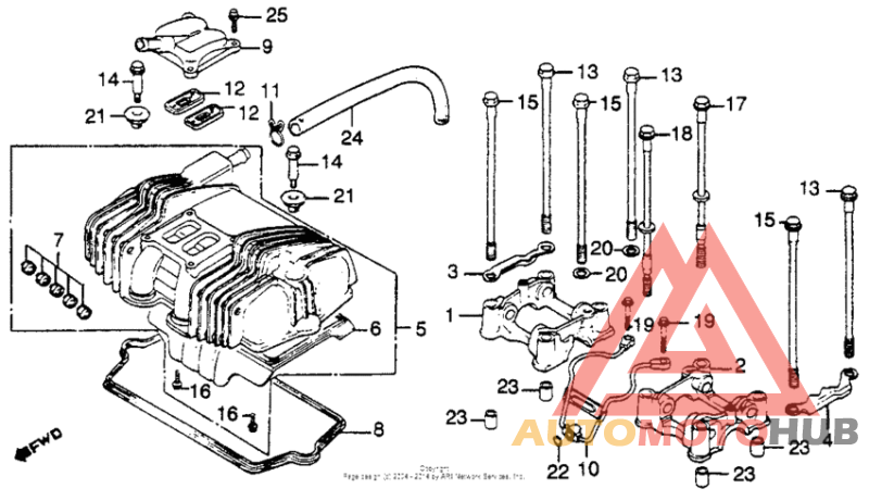 Cylinder head cover + camshaft holder