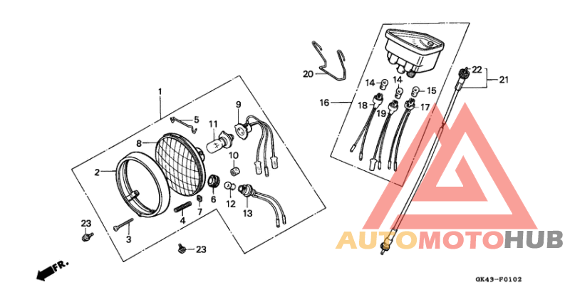 Headlight/speedometer