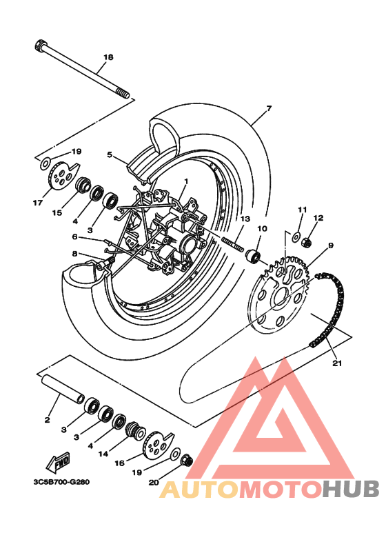 Rear wheel complete assy