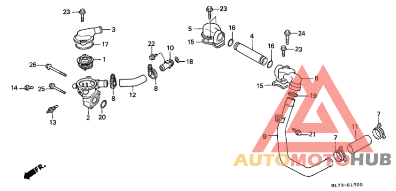 Water pipe/thermostat