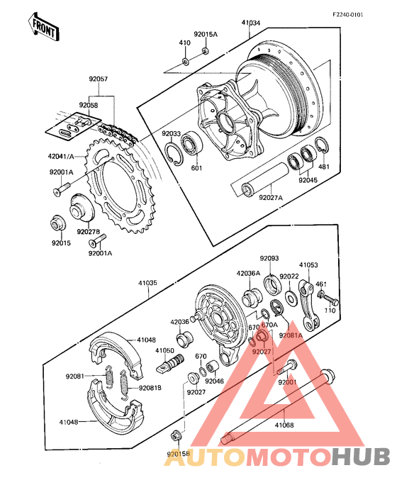 Rear hub/brake/chain