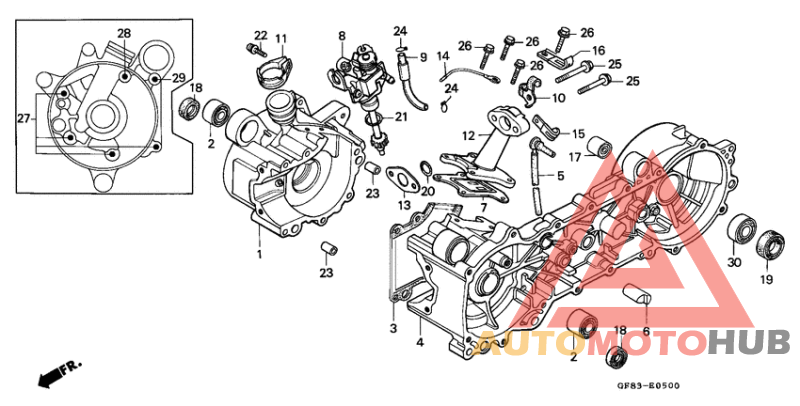 Crankcase/oil pump/ inlet pipe