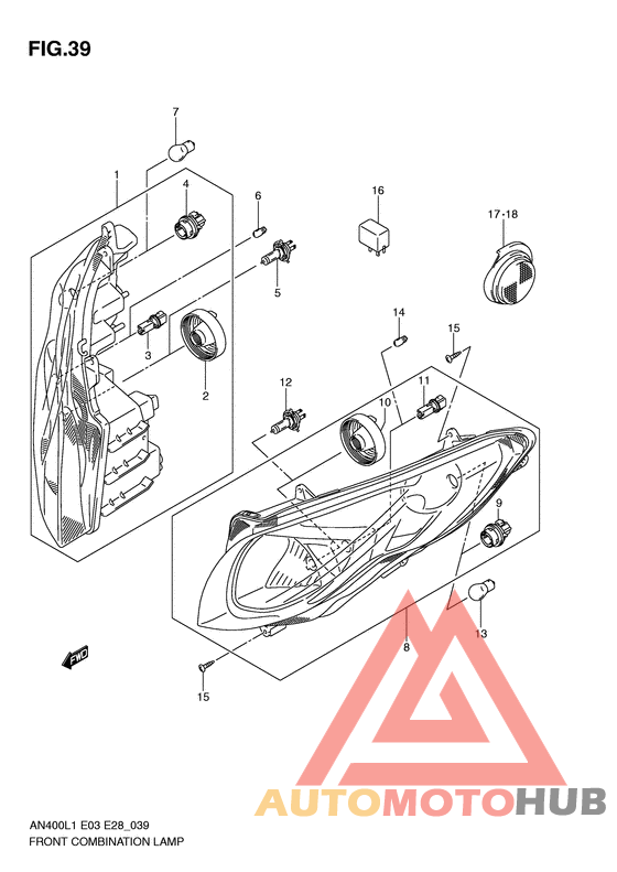 Front combination lamp