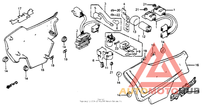 Side cover + rectifier + spark unit