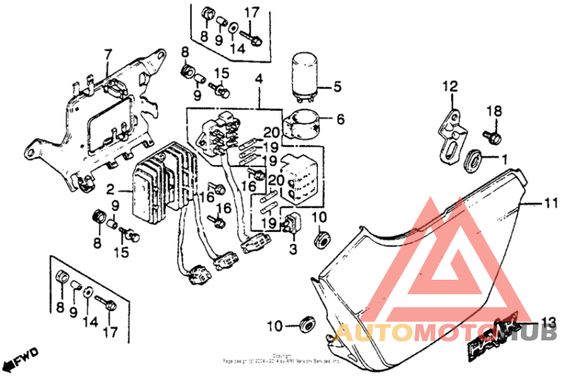 Left side cover + rectifier + fuse