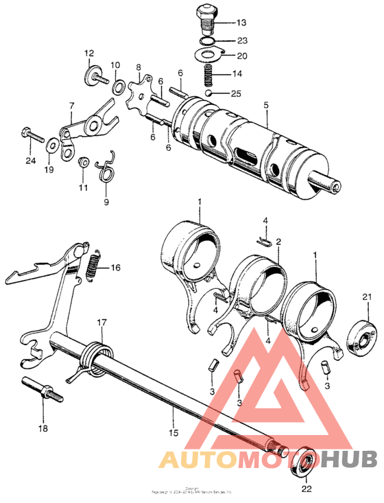 Shift drum + shift fork