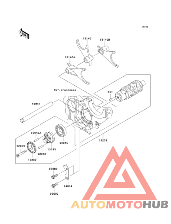 Gear change drum & forks