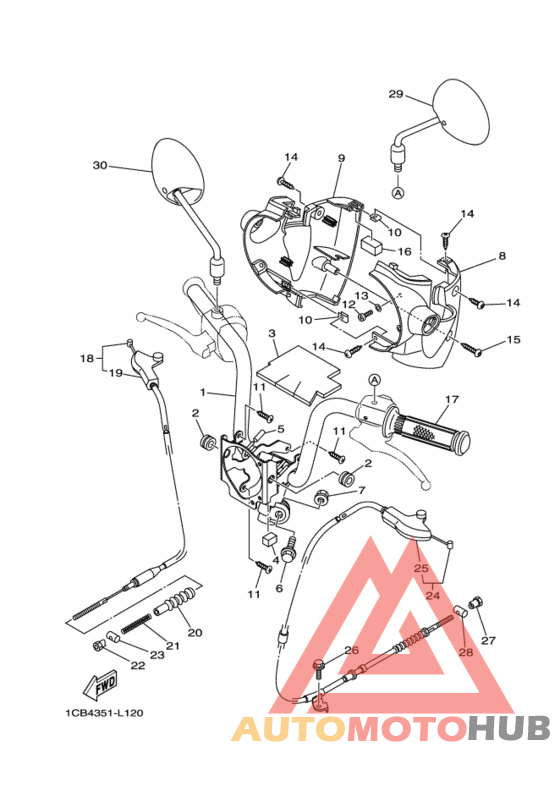 Рулевой рычаг и кабель