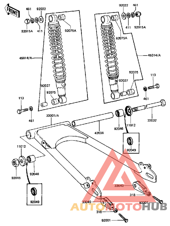 Swing arm/shock absorbers