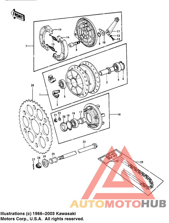 Rear hub/brake/chain