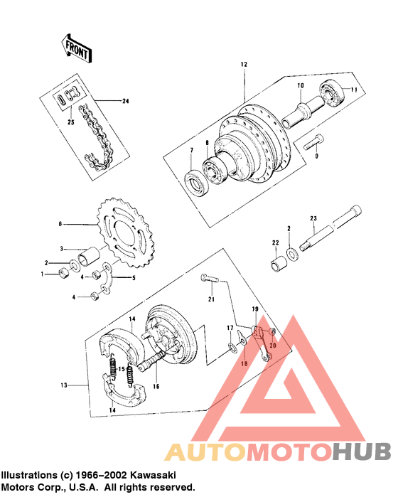 Rear hub/brake/chain