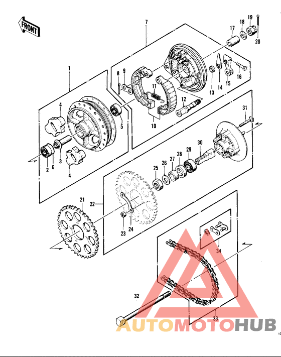 Rear hub/brake/chain