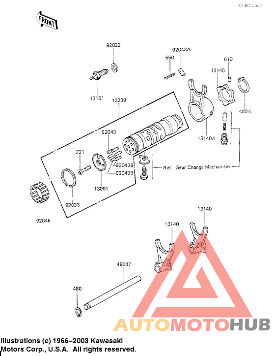 Gear change drum & forks