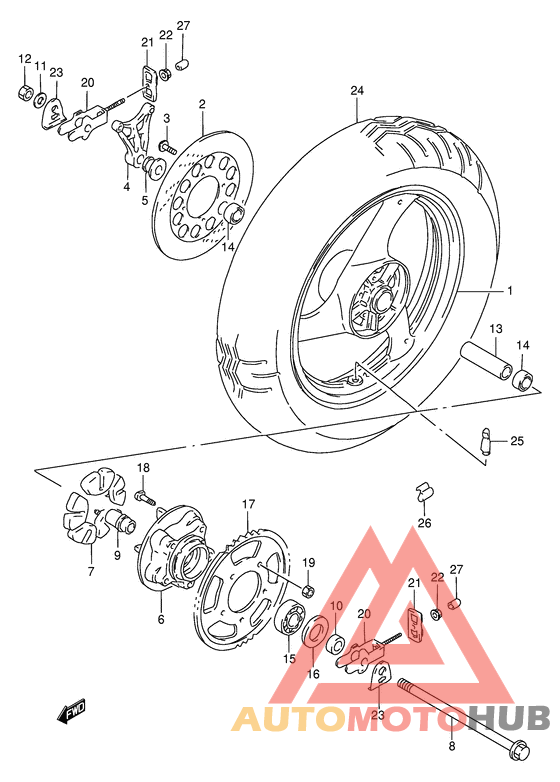 Rear wheel complete assy