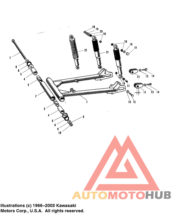 Swing arm/shock absorbers