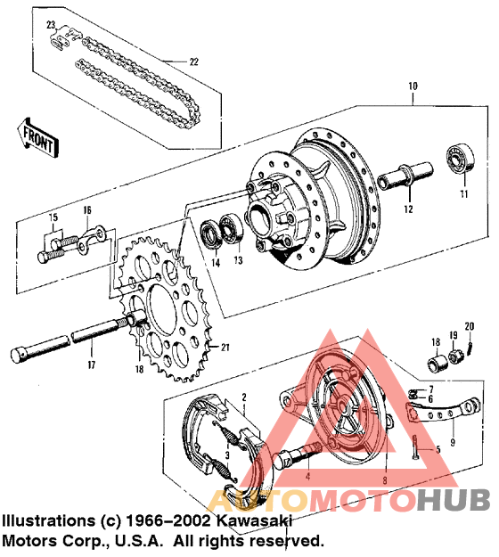 Rear hub/brake/chain