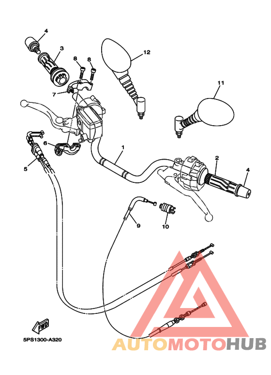 Рулевой рычаг и кабель