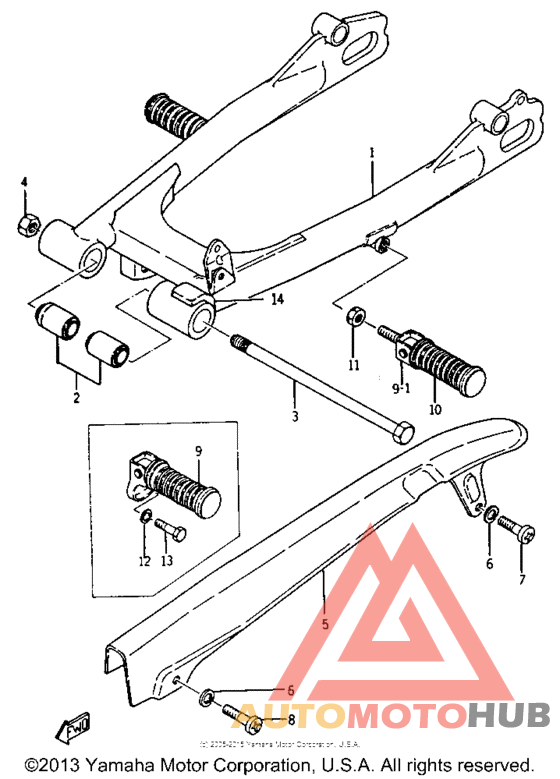 Rear arm and chain case