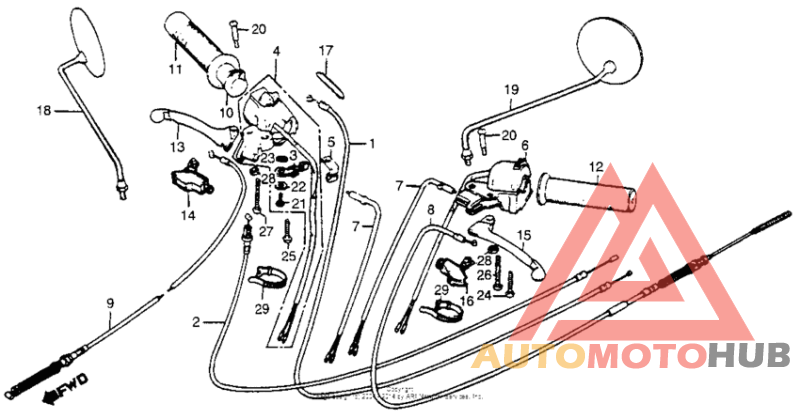 Handle lever + switch + cable 79-80