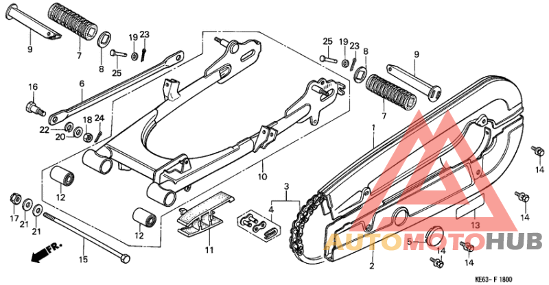Rear fork/chain case