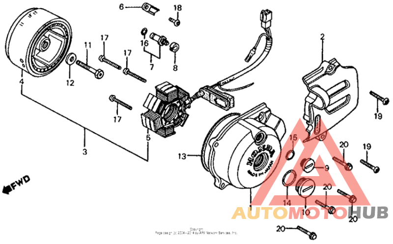 Left crankcase cover + alternator
