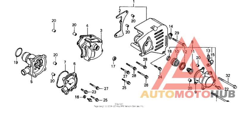Left crankcase cover + water pump