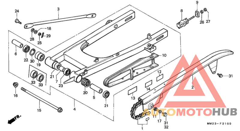 Swing arm/chain case