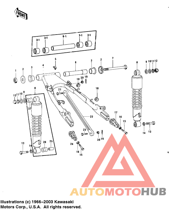 Swing arm/shock absorbers