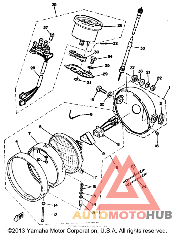 Head lamp speedometer