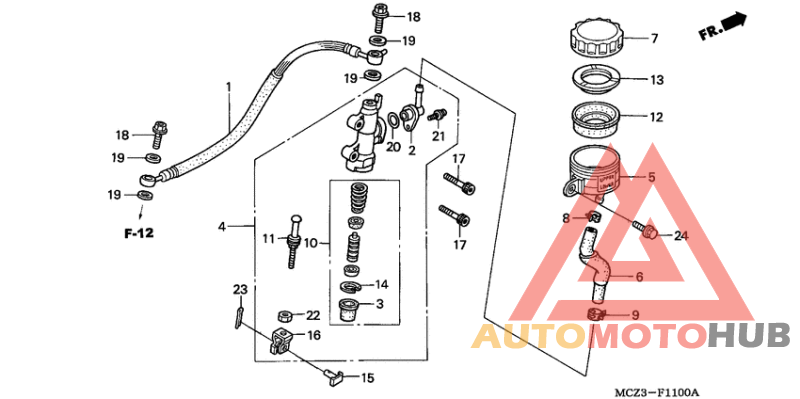 Rr. brake master cylinder