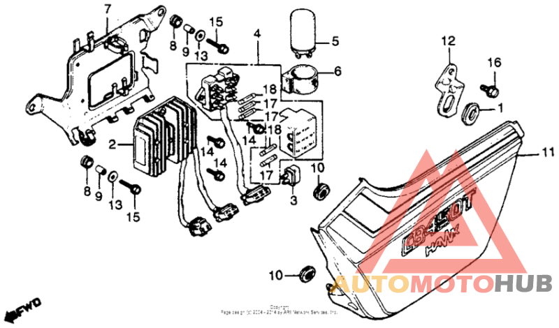 Left side cover + rectifier + fuse