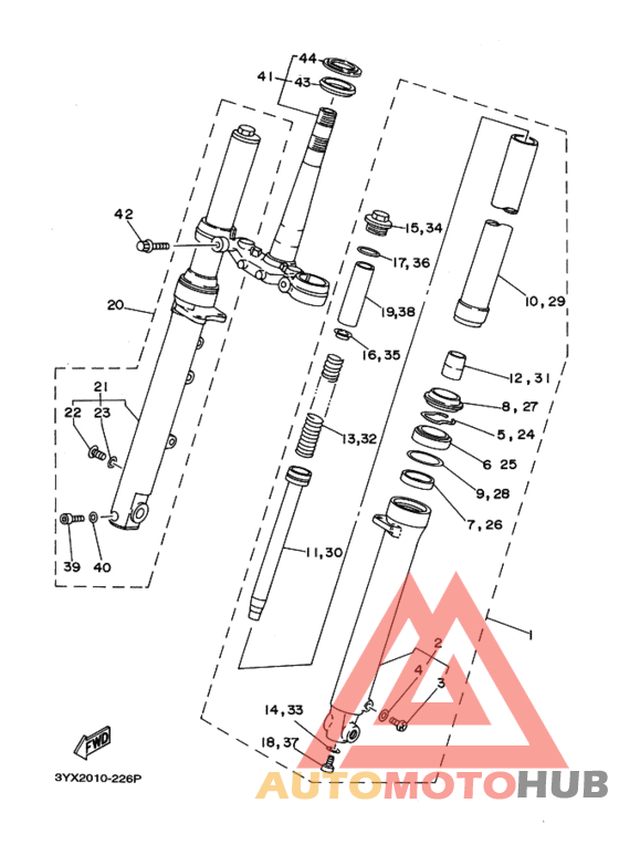 Front fork assy(ur silv