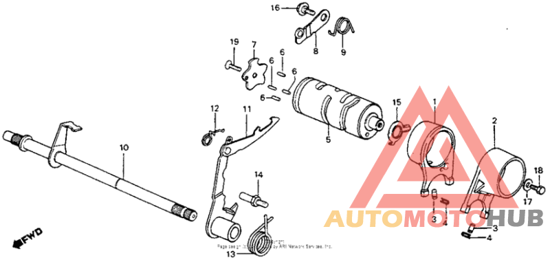Shift drum + shift fork