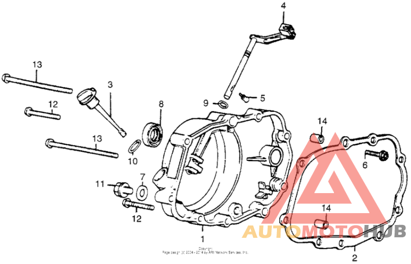 Right crankcase cover + clutch lever