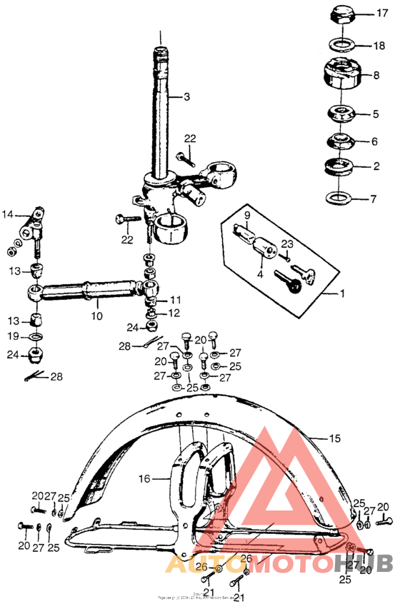 Steering stem + front fender