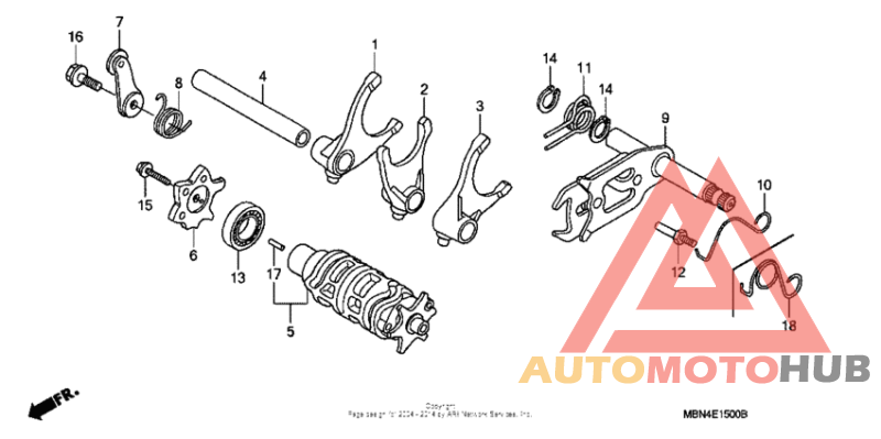 Gear shift drum + gear shift fork