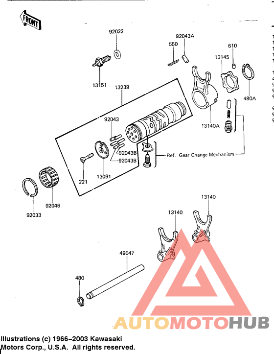 Gear change drum & forks
