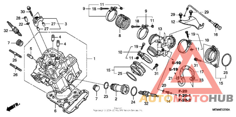 Front cylinder head + intake manifold