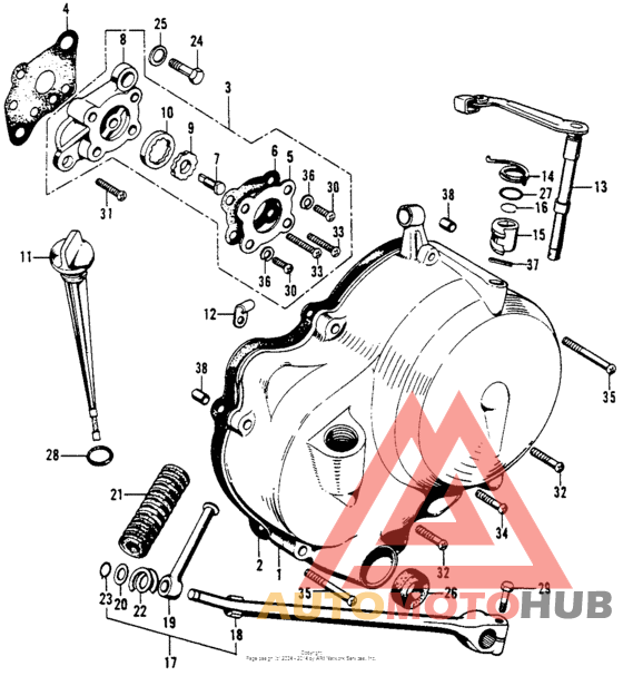 Right crankcase cover + oilpump