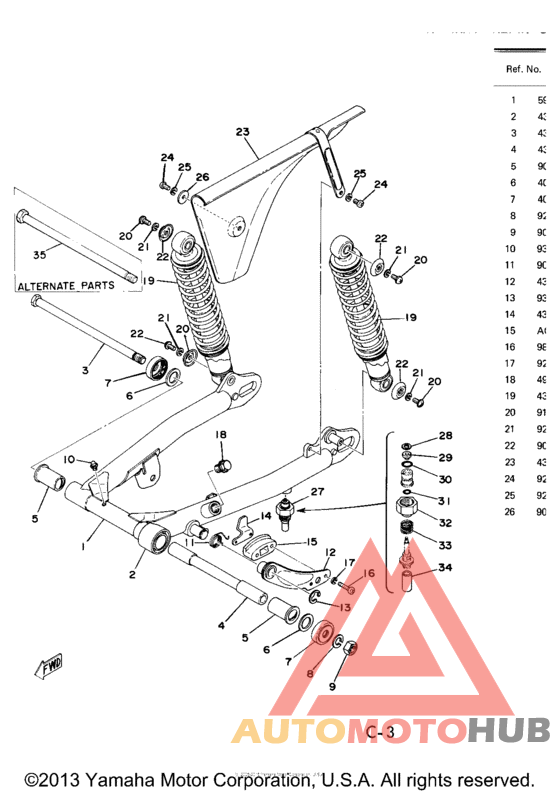 Rear arm - rear cushion - chain case
