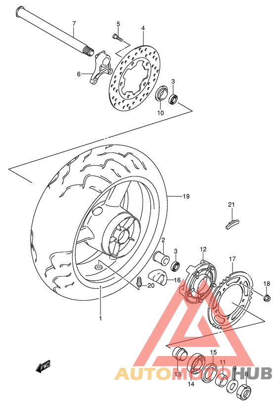 Rear wheel complete assy